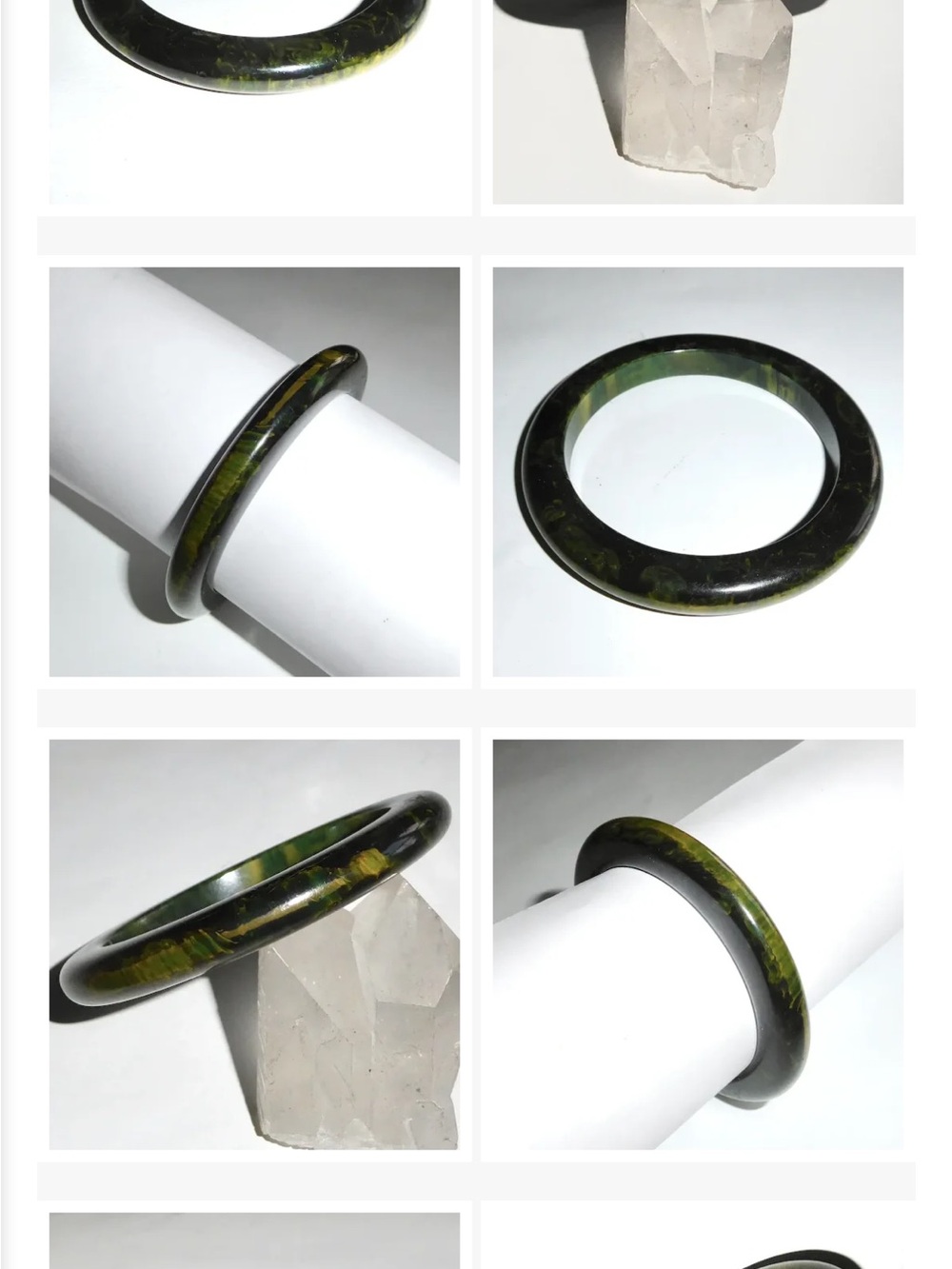 Green Marbled Resin Bangle Bracelet - Picture 7 of 11